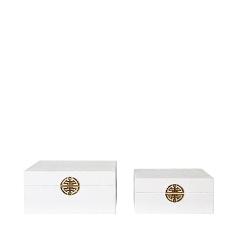 Orange & Gold Faux Leather Boxes Set of 2